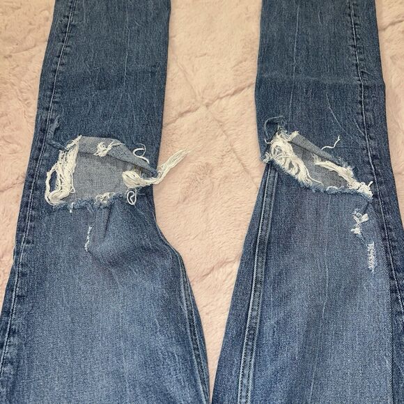 Abercrombie & Fitch the 90’s straight ultra high rise blue denim jeans sz 0/25 - Picture 4 of 5